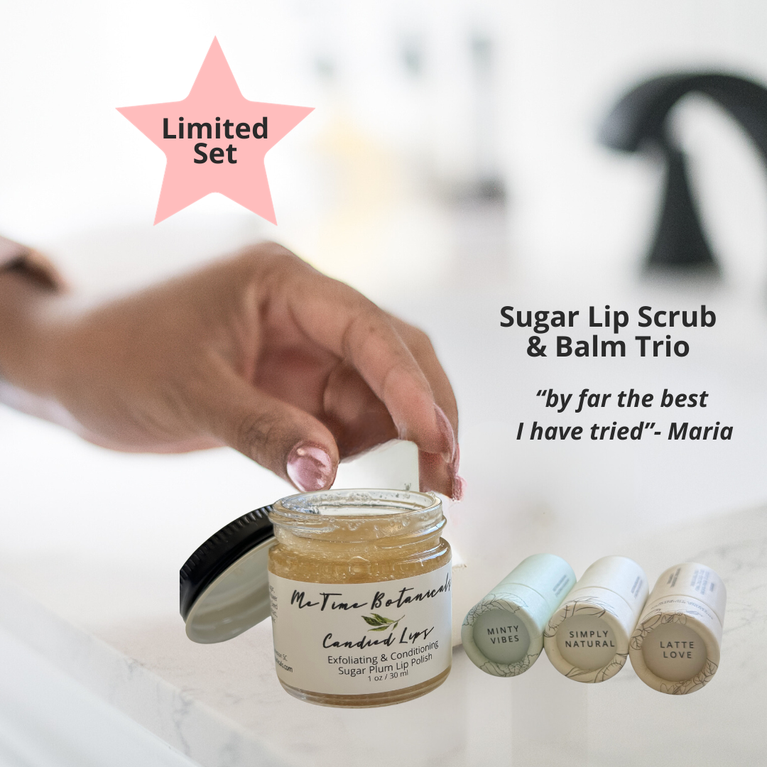 the best Organic Sugar Lip Scrub and Lip Balm Set for dry chapped lips